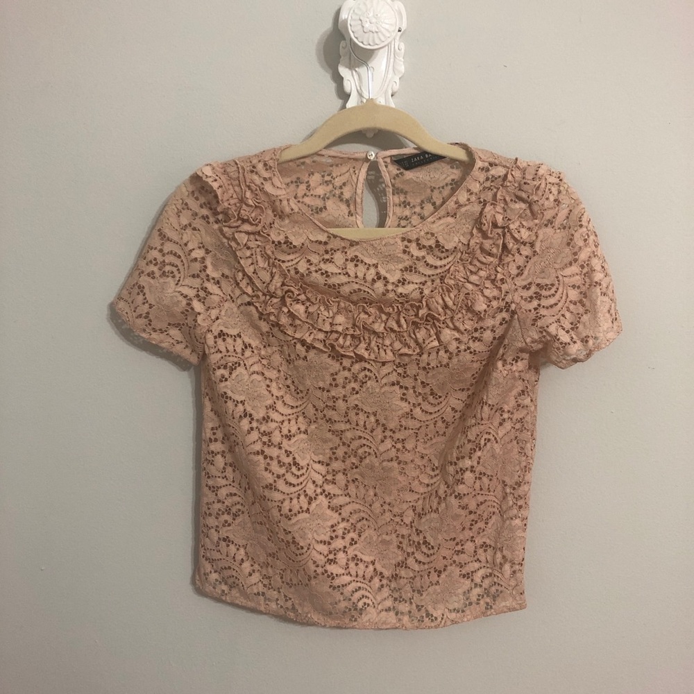 Zara short sleeve lace blouse